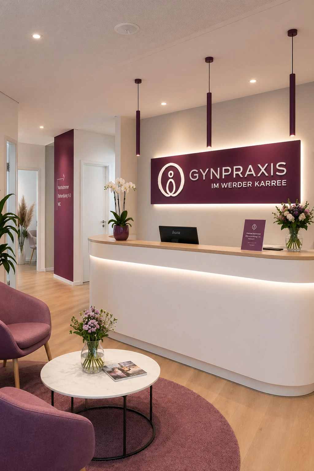 Empfangsbereich der Gynpraxis im Werder Karree
